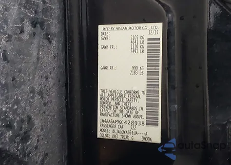 2016 Nissan Maxima 3.5 S из США, поврежденный, VIN 1N4AA6AP9GC428938